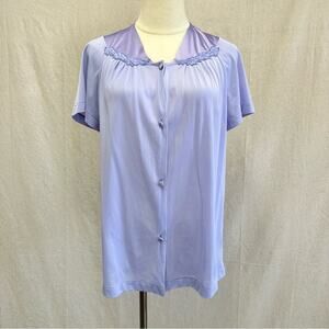 Vanity Fair vintage 60s purple button up short sleeve bed jacket size small‎